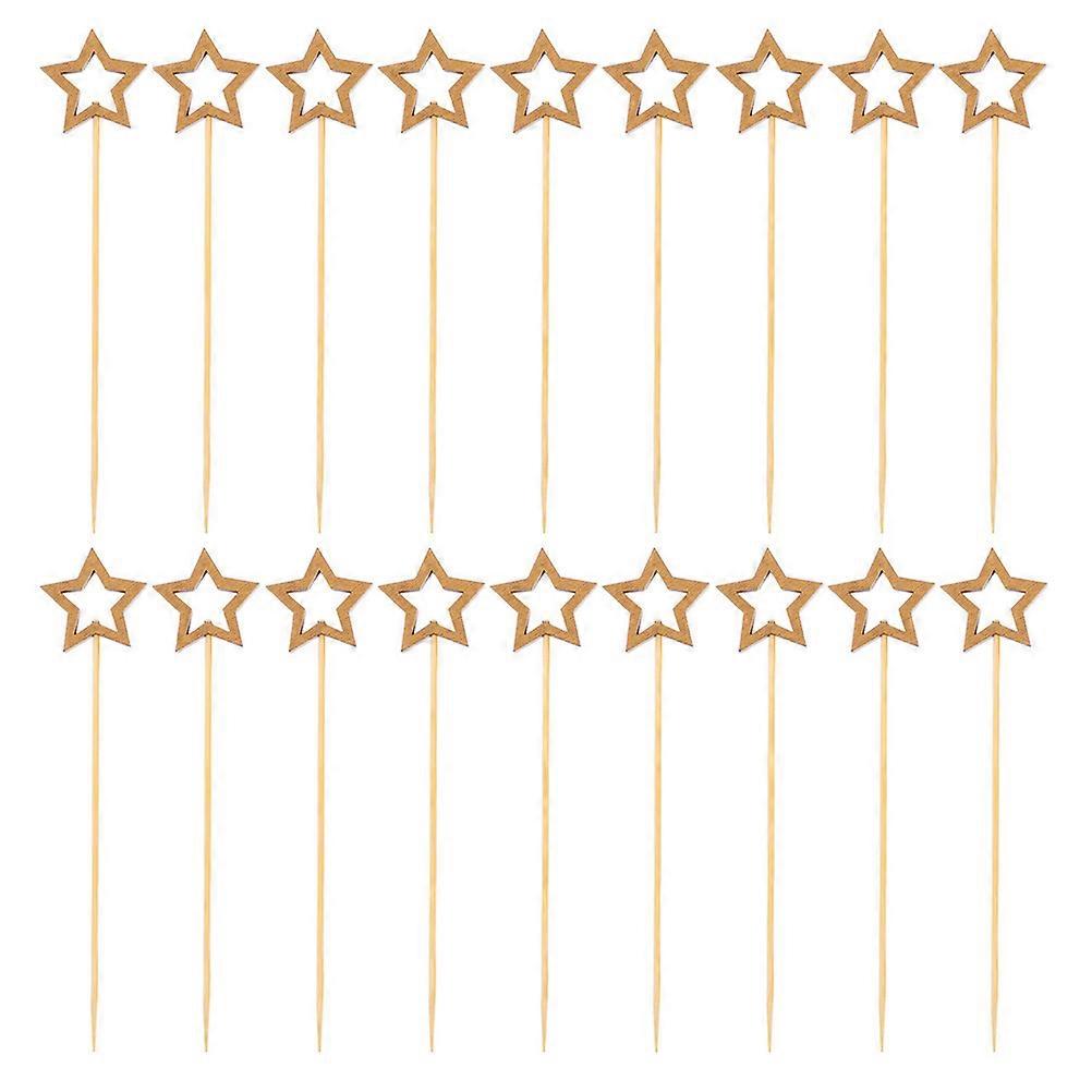 Multipurpose Wood Cocktail Skewers With Hollow Five-Pointed Star Shape For Parties And Gatherings 14X3X0.5CM 100Pcs