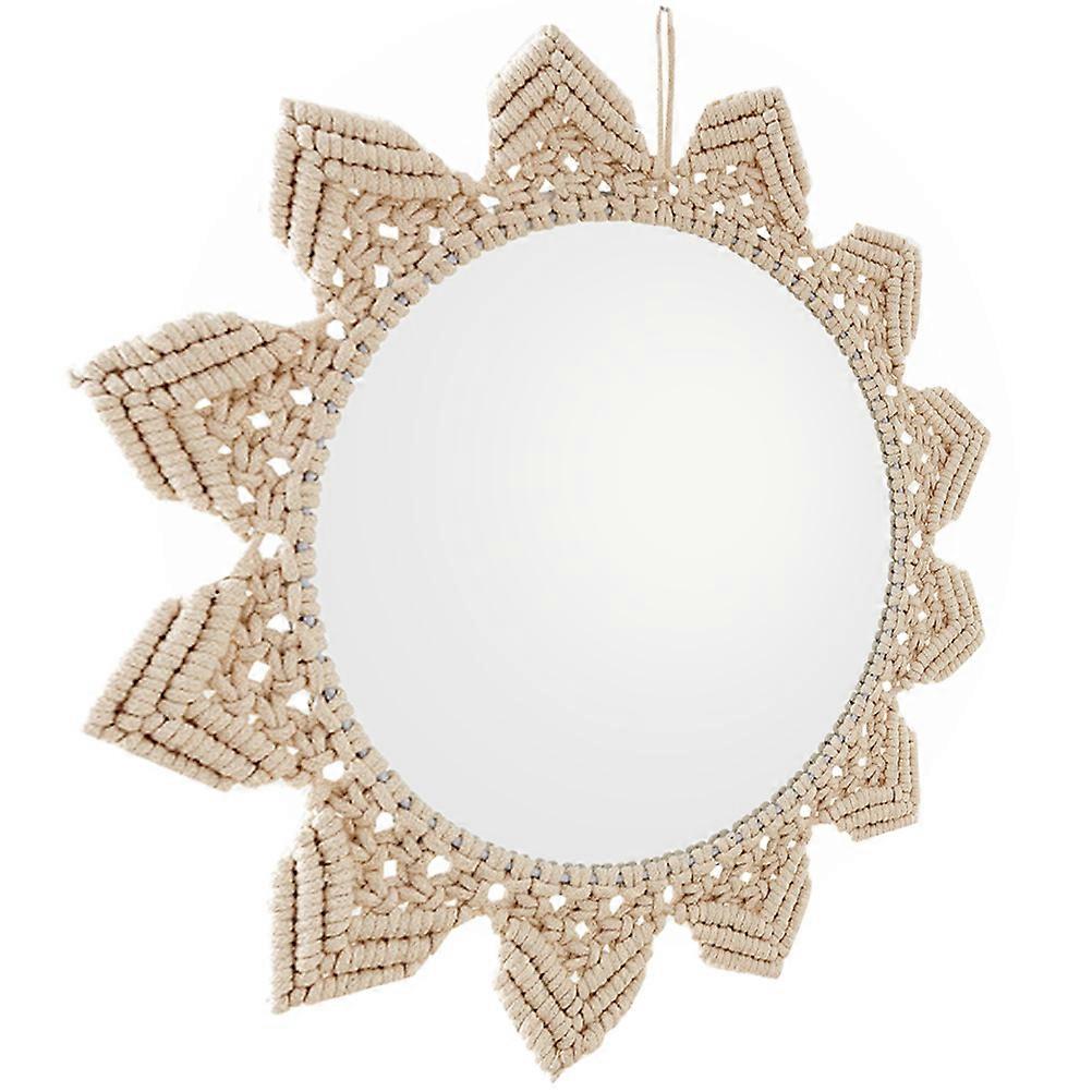Round Decorative Cotton Rope Mirror For Bathroom And Home Use With Reflective Surface 38X38X2CM 2Pcs