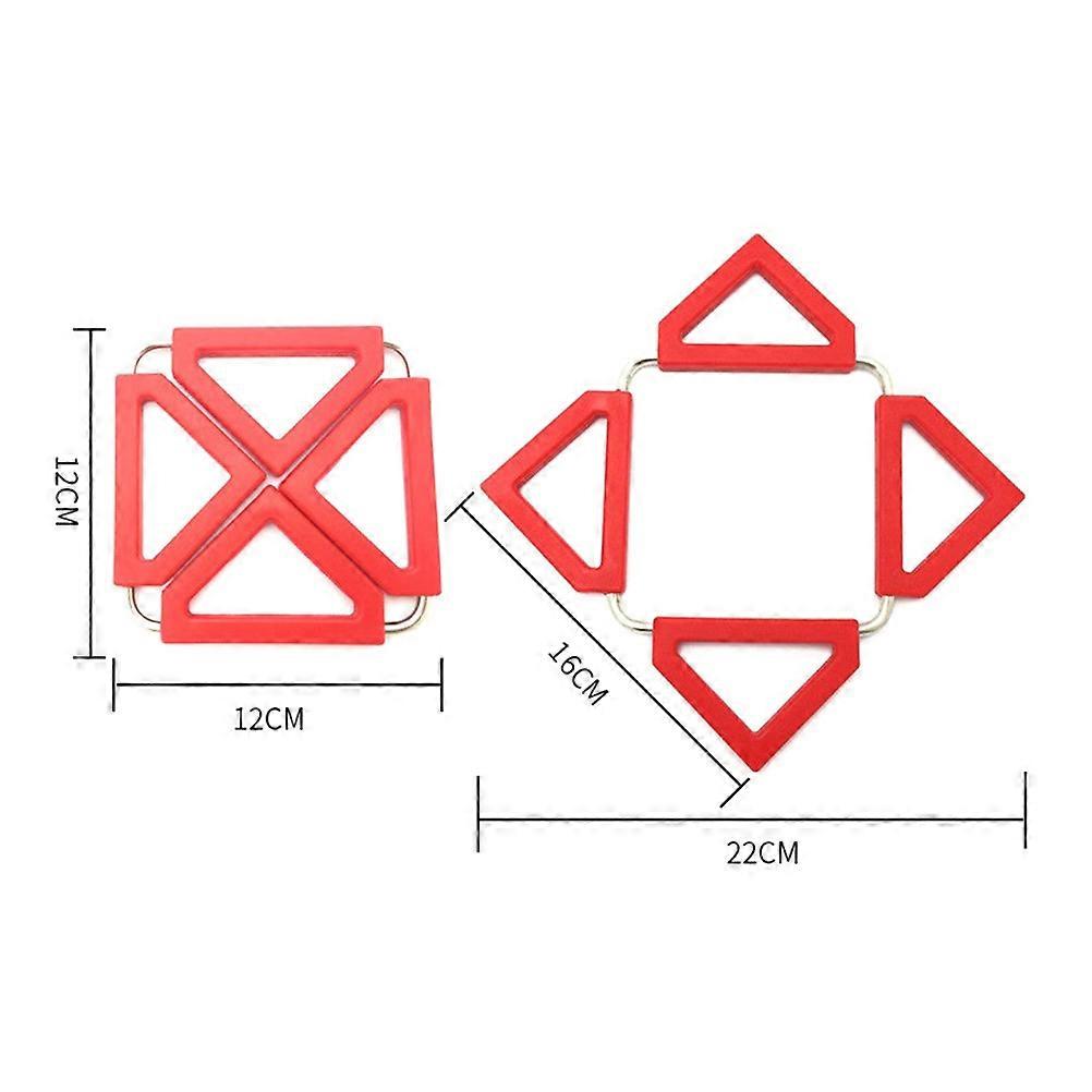 Non-slip Square Table Pad Bowl Mat 2 Pcs Red Heat Resistant Coasters for Kitchen Utensil Dining Occasions