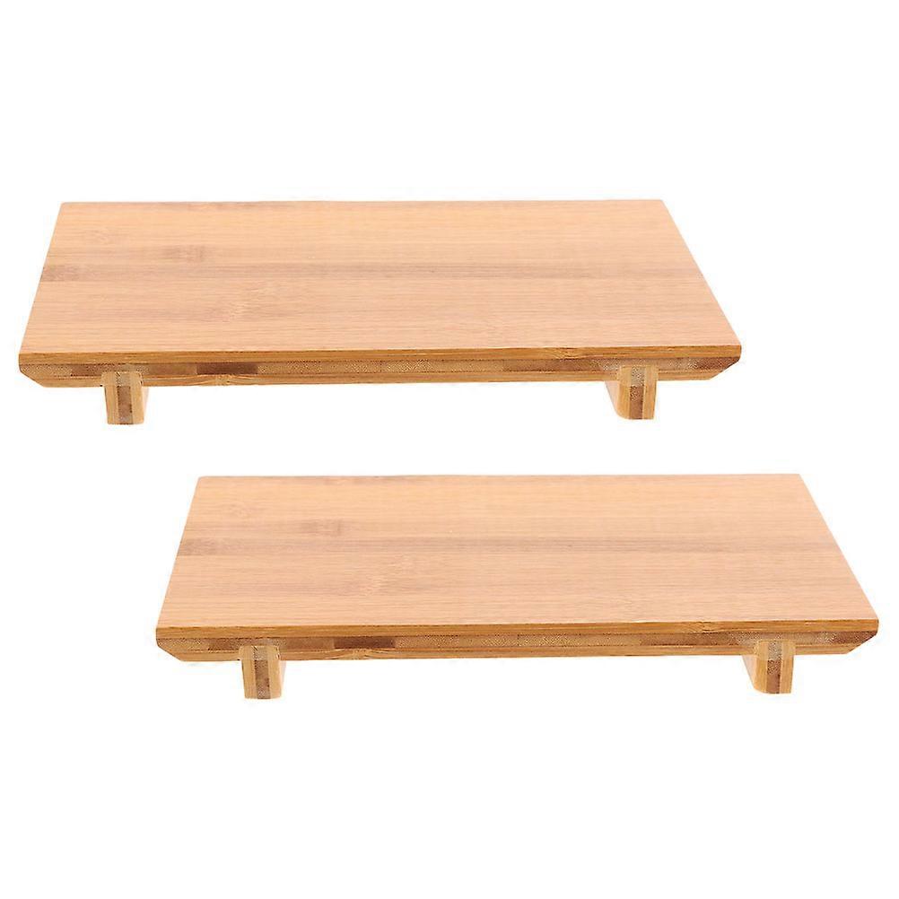 Sashimi Plate 2Pcs Light Brown Bamboo Serving Tray with Easy Cleanup for Home Use