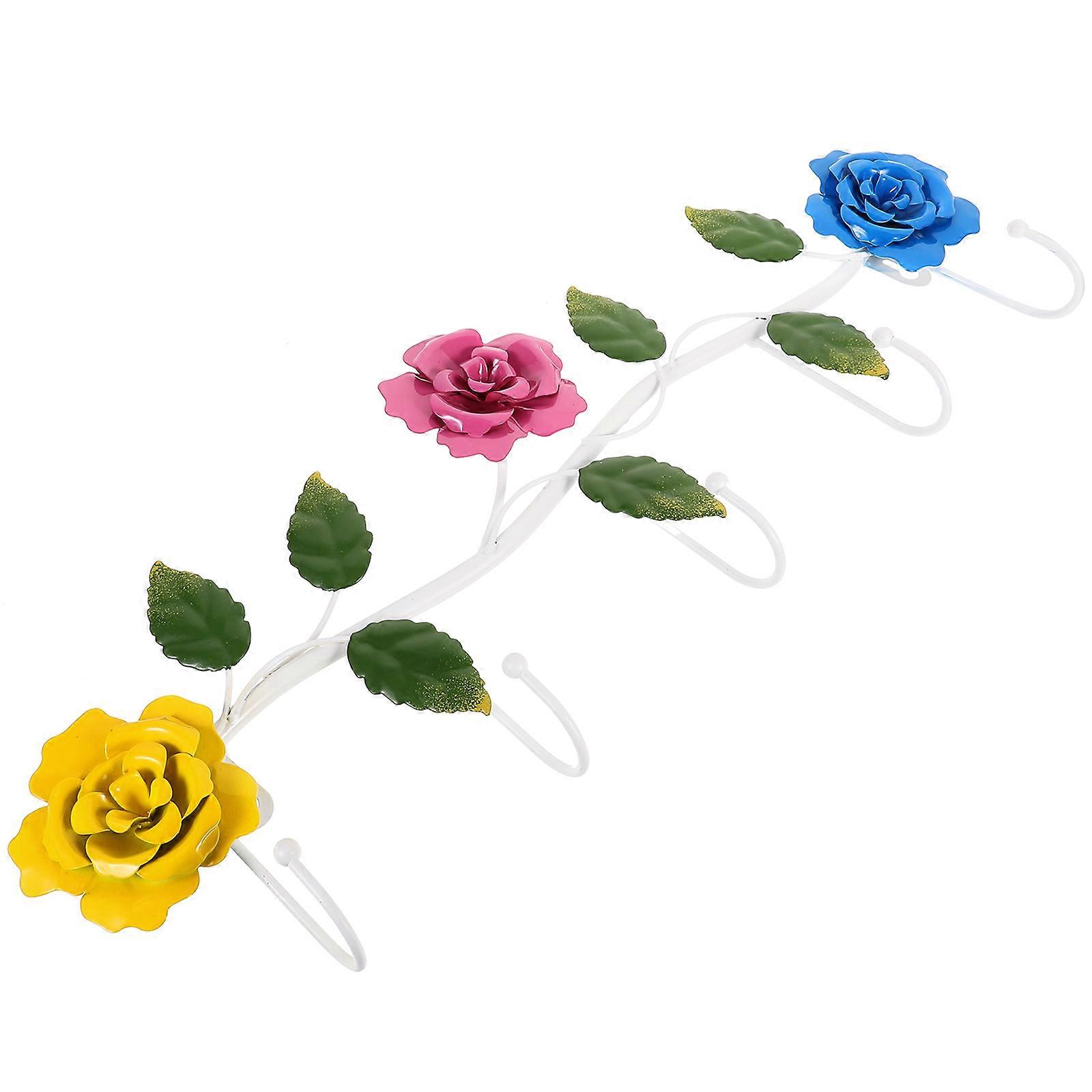 Decorative Wall Mount Hook Rack With Unique Rose Design For Homeowners In Made Of Iron 1Set