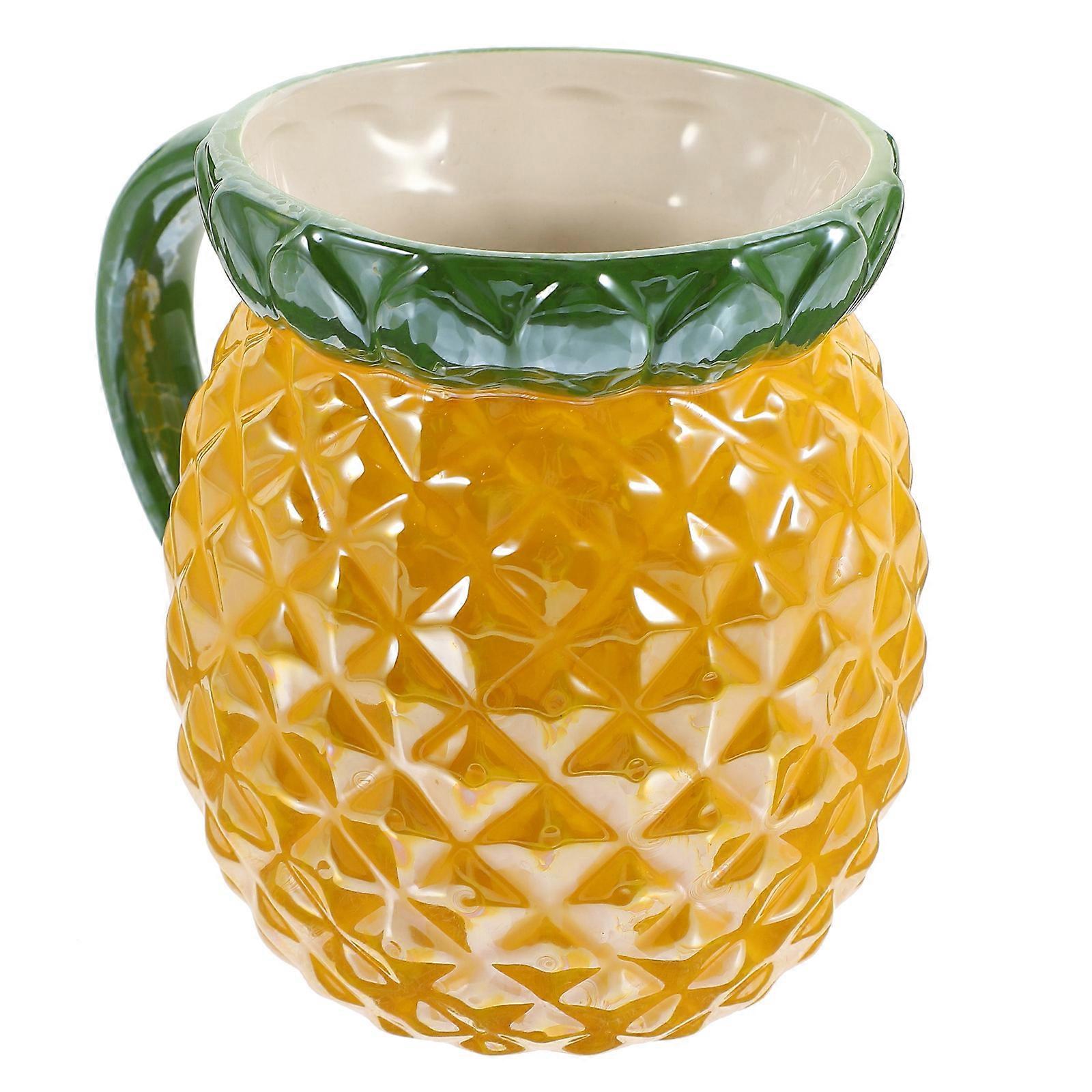 3Pcs Fruit Shape Mug For Office Use Featuring Ceramic Material 13X11X9.5CM Bright Yellow