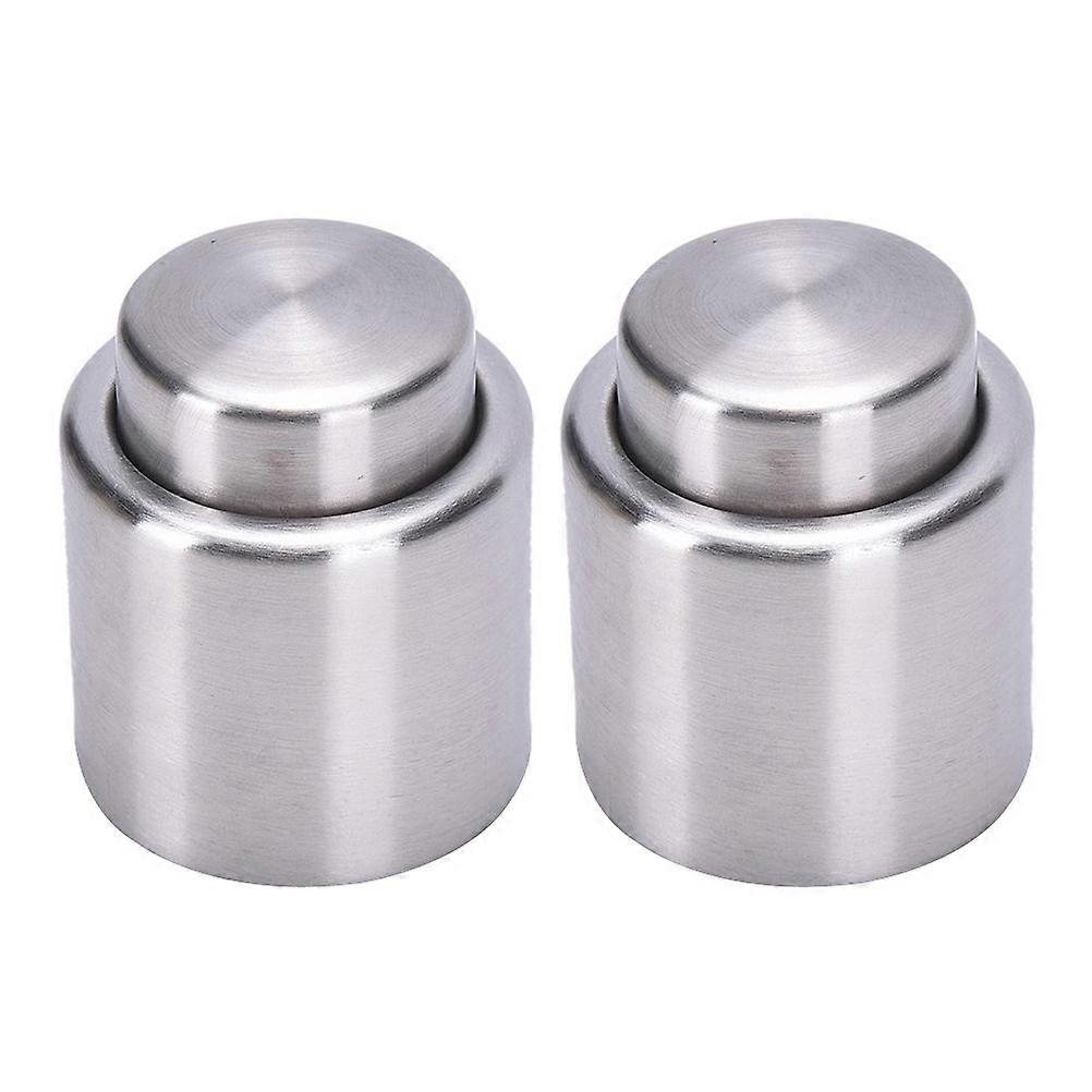 Sealing Bottle Stoppers 2Pcs Silver Color For Drinks Adults Cylinder Design With Essential Preservation Feature