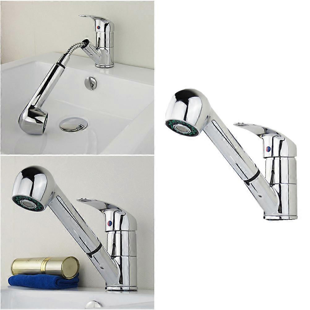 Water Tap Copper Faucet with Single Lever Pull Out Sprayer