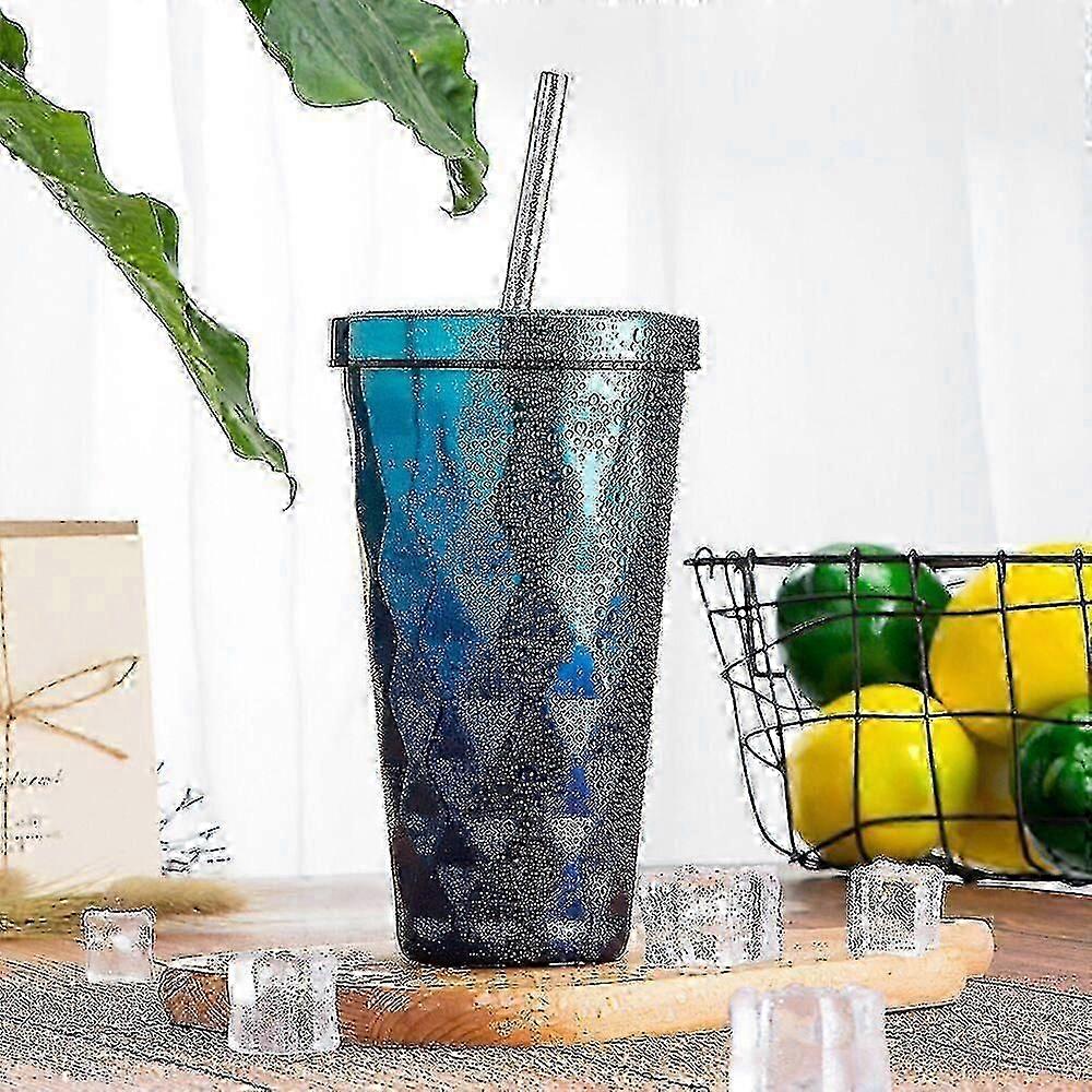 Roestvrij staal Gradiënt Mok Travel Mug Ice Mug Koffie Mok Met Stro