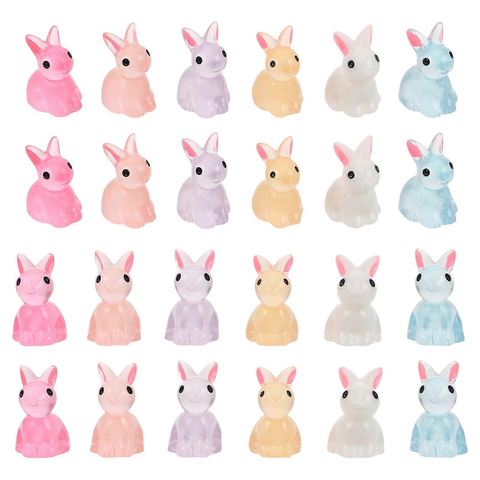 Resin Mini Bunny Figurines Glowing Ornaments for Easter Party 400Pcs