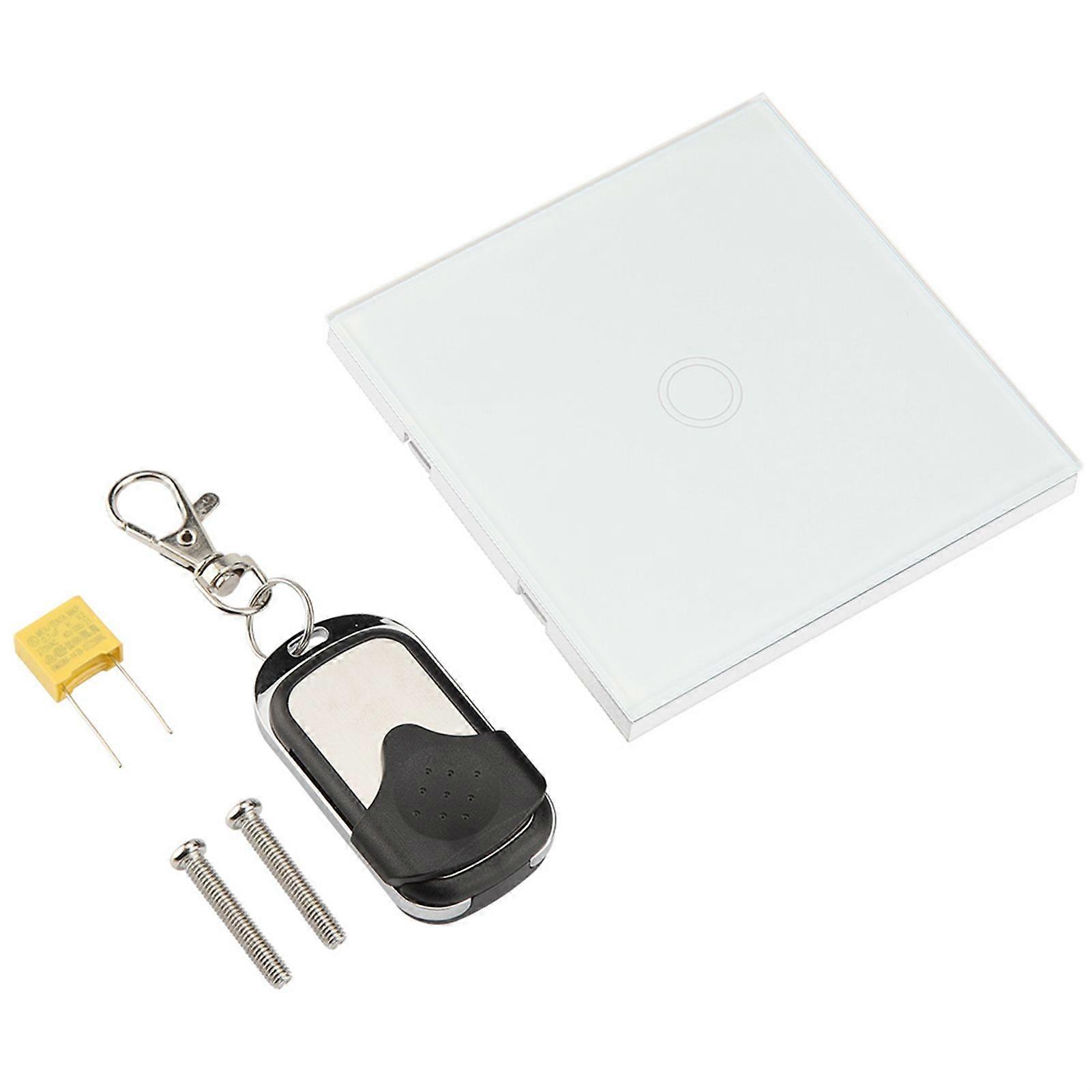 1 Way Tempered Glass Panel Smart Touch Switch with Wireless Remote Control (White)