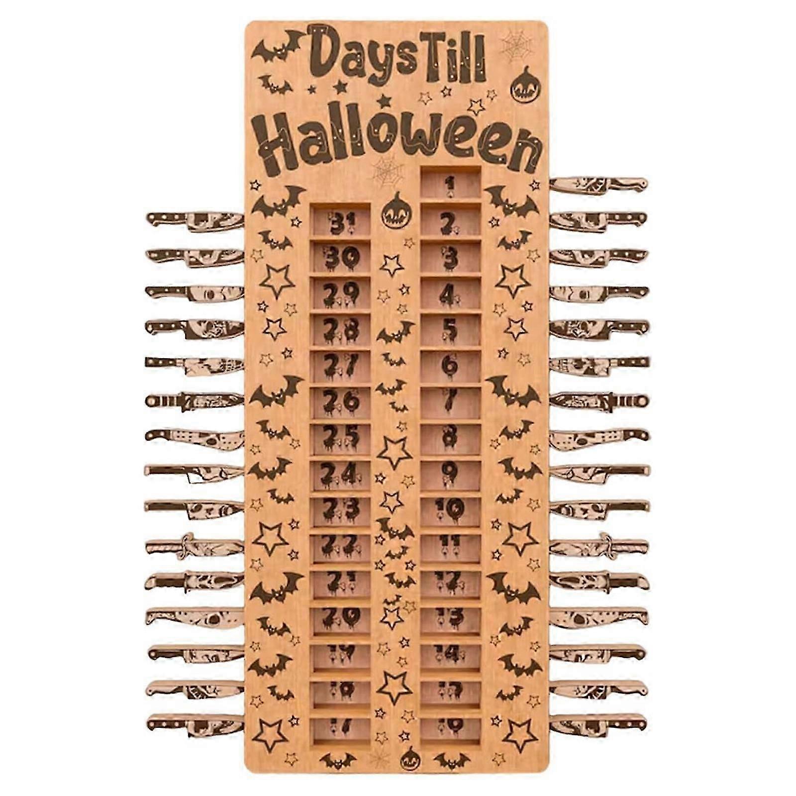 Halloween Advent Countdown Calendar,Coffin Calendar with 31 Removable Handles,Funny Halloween Coffin Calendar