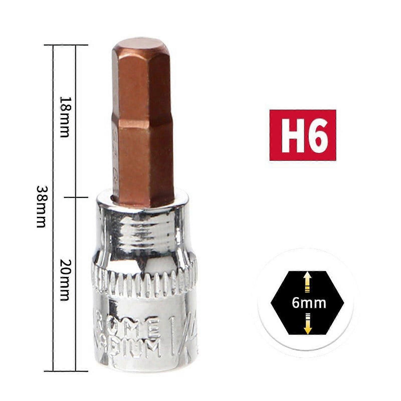 1Pcs Hex Head Screwdriver Bit 1/4" Drive Socket Hand Tool H3 H4 H5 H6 H7 H8 For Inner Hex Socket Hand Tools H3 H4 H5 H6 H7 H8