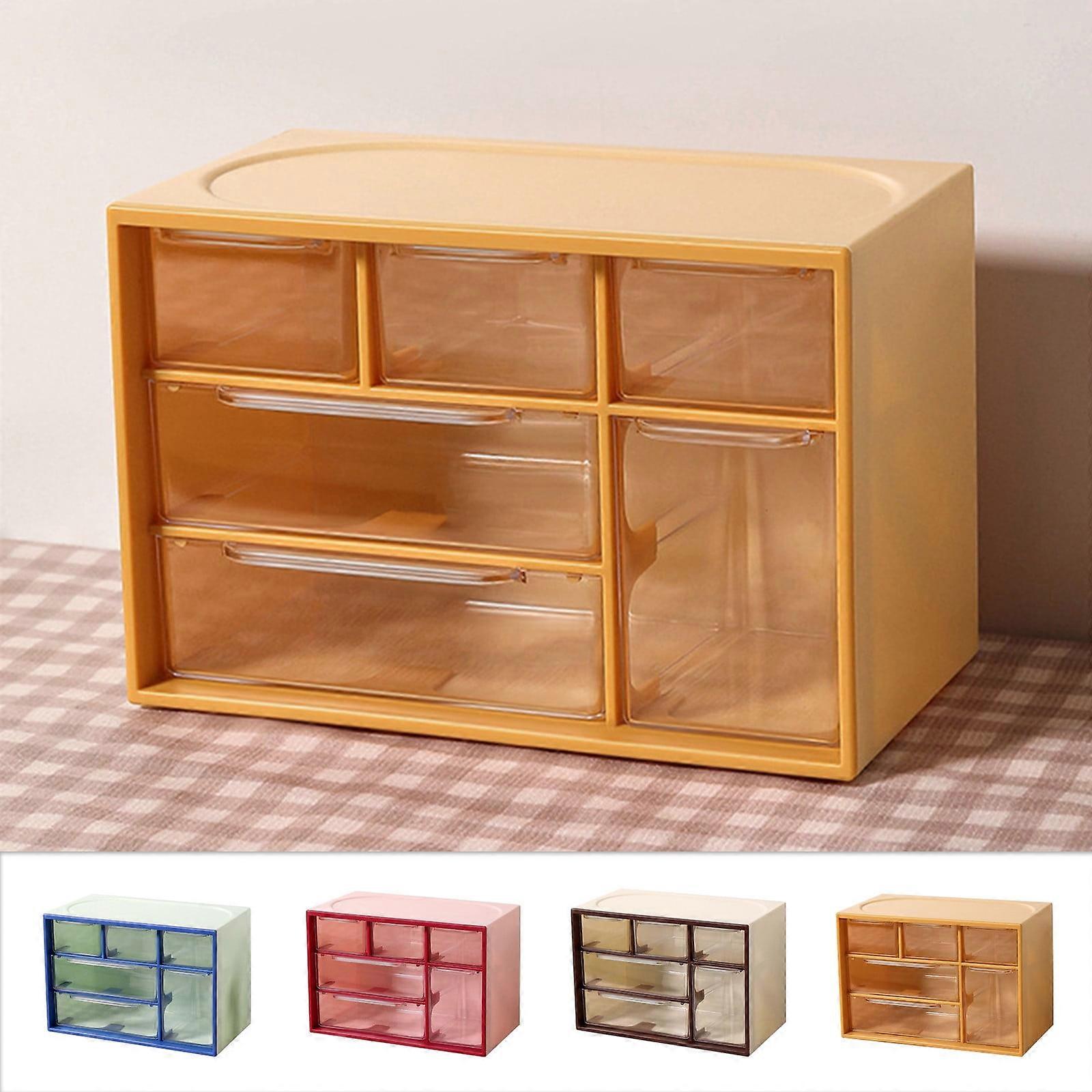 Djiypn Drawer-style Desktop Storage Box Jewelry Cabinet Partition Small Storage Box,Plastic,Orange