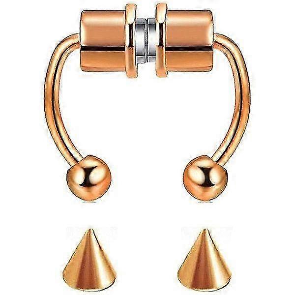 טבעת אף פרסה מגנטית 316l נירוסטה אף טבעת נשים מתנה רוז זהב