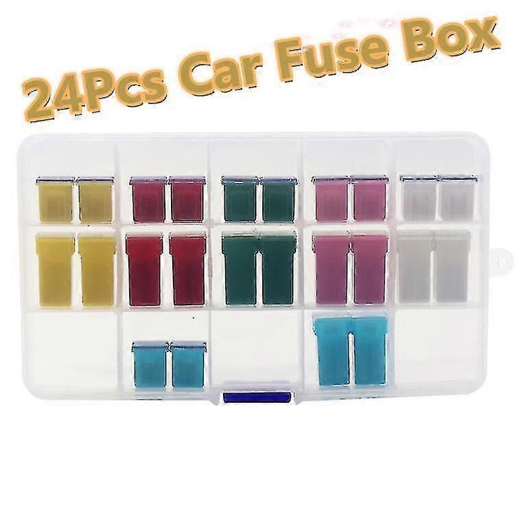 24Pcs MINI FUSE LINK JCASE FMX PAL CARTRIDGE AUTOMOTIVE CAR ASSORTMENT FUSES SET