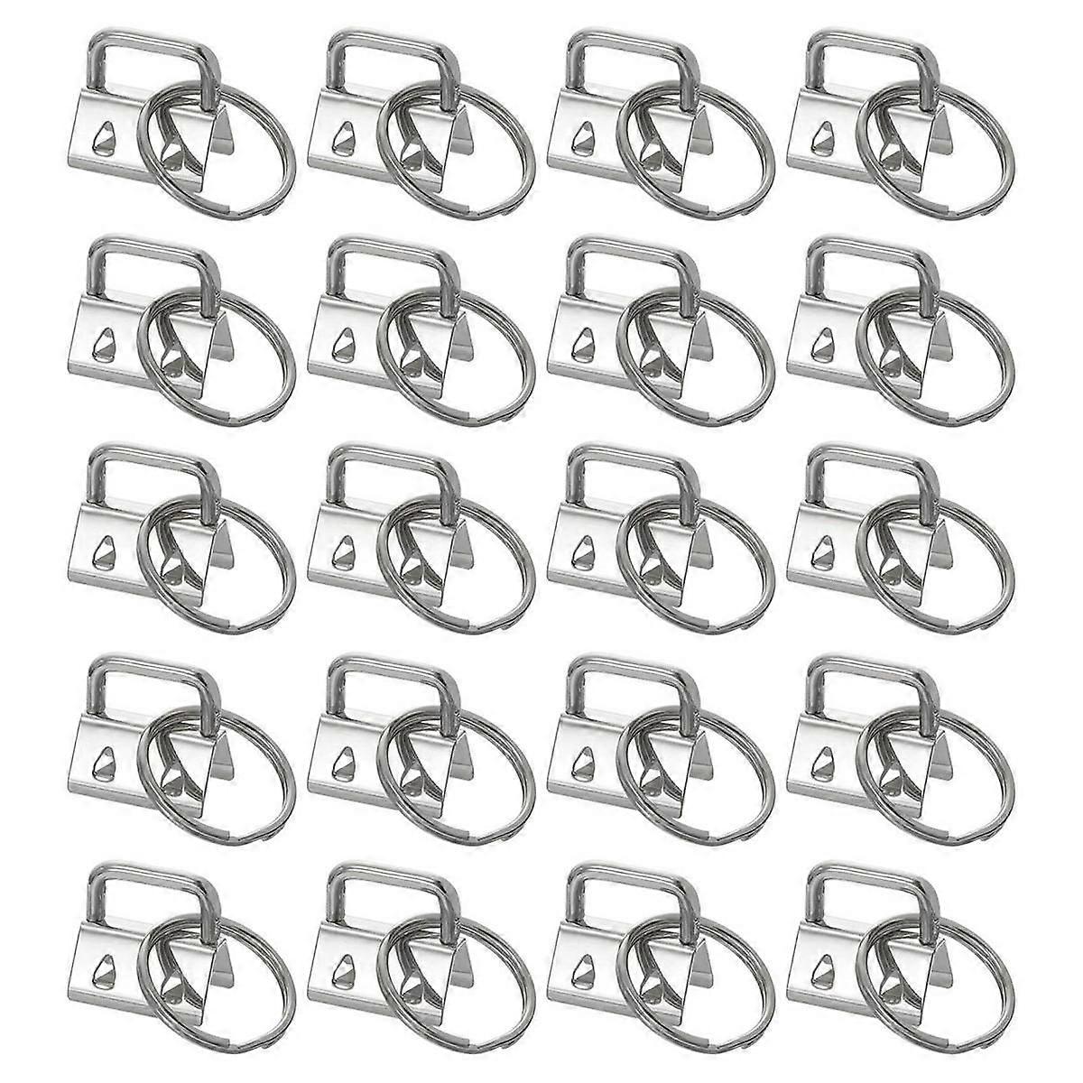 20PCS Key Fob Hardware with Keychain Rings for Bag Webbing,Silver