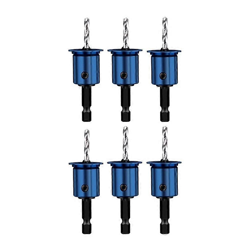 6Piece Set of 10mm Hexagonal Shank Woodworking Countersink Drill Bit Set 2In1 Hole Opener