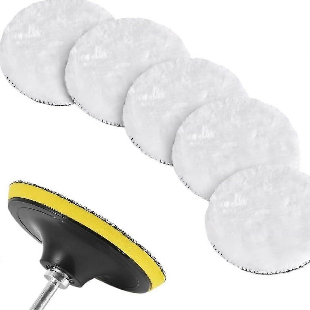 Wool Polishing Buffing Pad 5 Inch 125mm, 7 Pcs Set, M14 Drill Adapter, Car Polisher Buffer, Waxing Discs, Wheel Pads