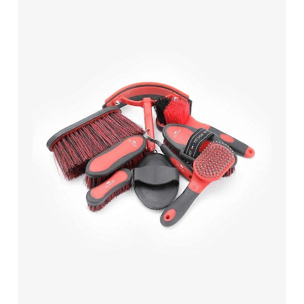 Premier Equine Soft-touch Grooming Kit Set - Black & Red