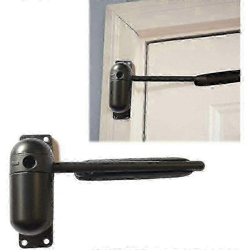 25-26 Automatic Door Closer for Gate and Screen Door - Adjustable Spring-Loaded Surface Mount (Black)