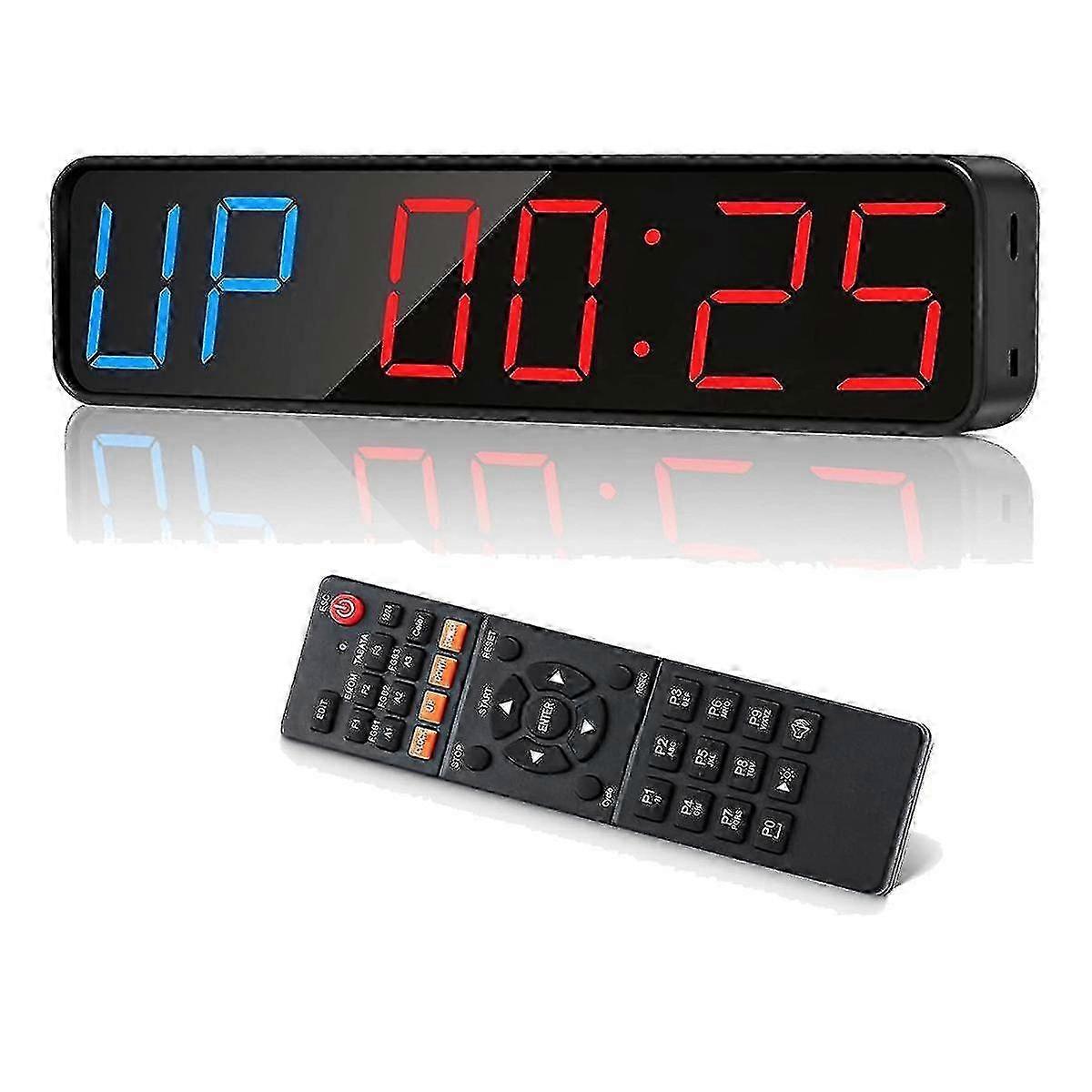 Gym Timer, Portable Interval Timer Led Digital Anti Vertigo Display, Workout Clock Gym Garage Fitness 25-26s