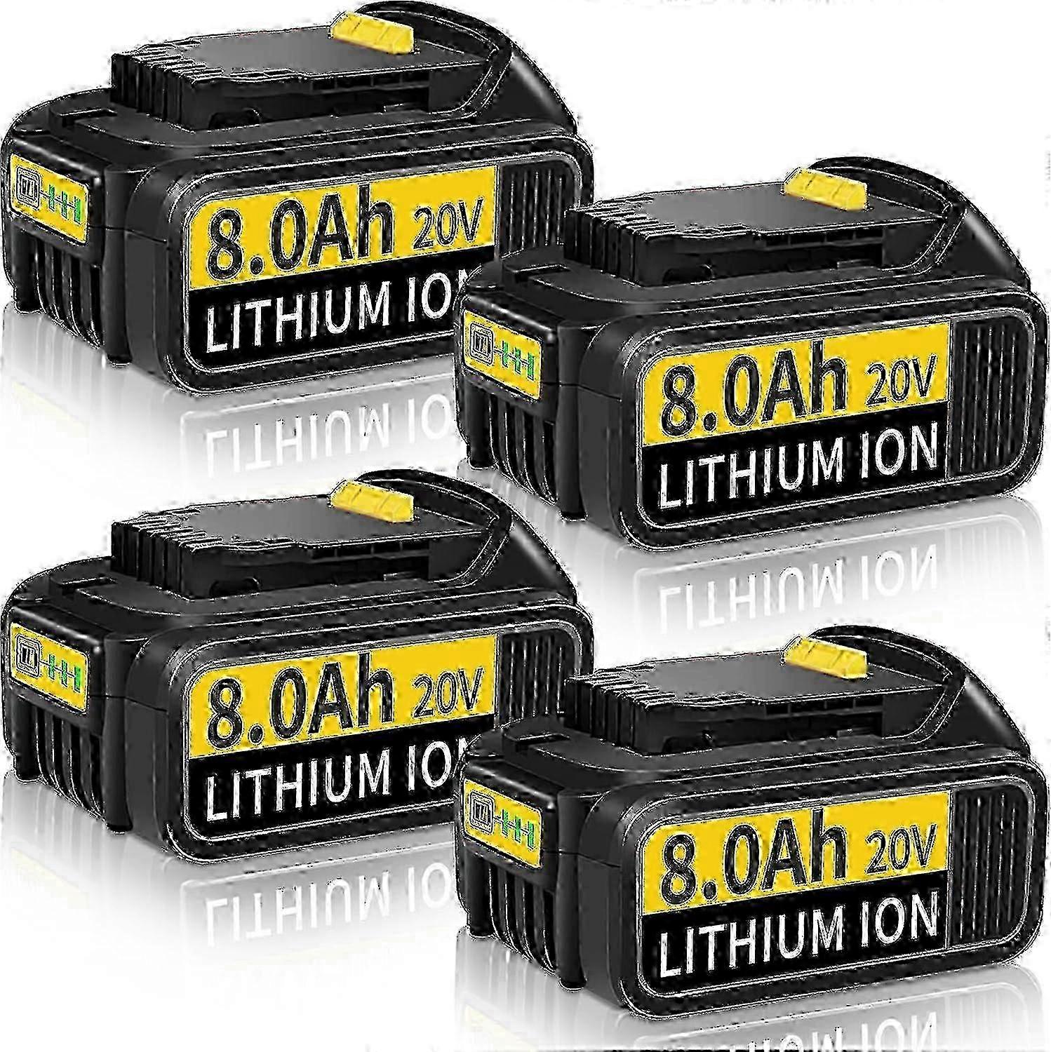 new Replacement 4 Pack 8.0ah 18v/20v Battery for Dewalt DCB Compatible with Dewalt 18v Battery Pack
