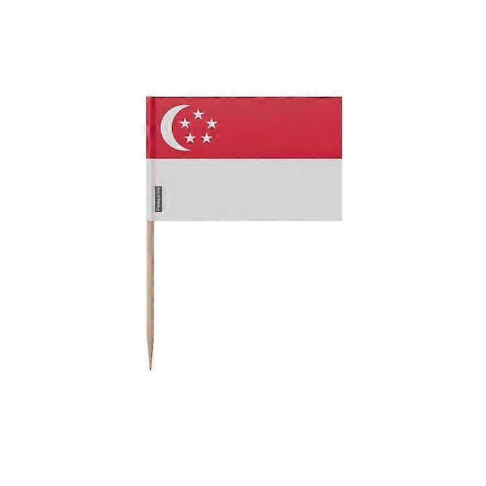 Singapore Flag Toothpicks - 12 cm - 100 pieces - Adhesive plastic - Bamboo stick - Pixelforma