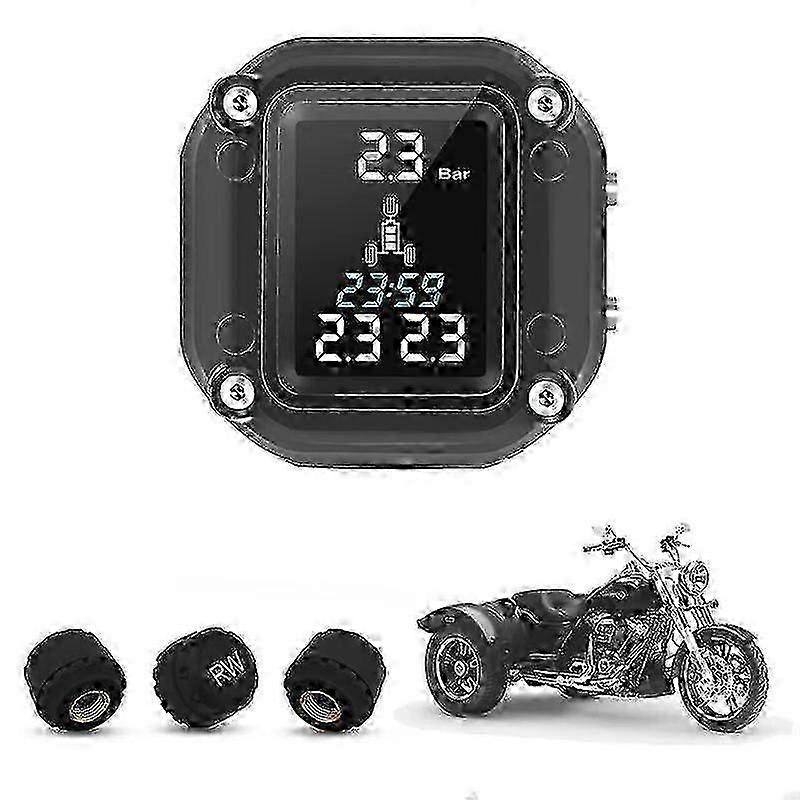 Trikes Motorcycle Tpms Motor Tire Pressure Tyre Temperature Monitoring Alarm System With 3 External Sensors For 3 Wheelers