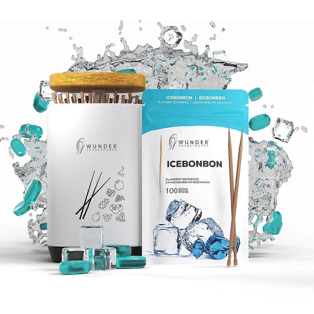 Miracle Toothpick - 1x Ice Candy Refill Miracle Toothpick with Flavor 100 pieces + 1x Toothpick Dispenser for your lifestyle