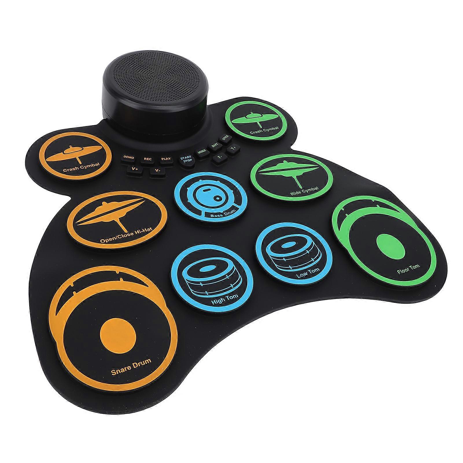 Electronic Drum Set Rechargeable Built in Speaker Multiple Sound Effects Portable Foldable Electronic Practice Drum 