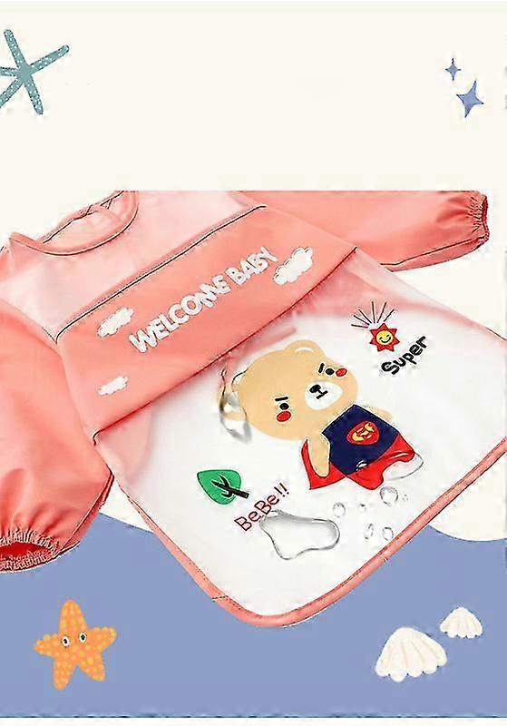 Long Sleeve Bibs, Waterproof Painting Bibs with Pockets Feeding ApronsSIZE 2-HL