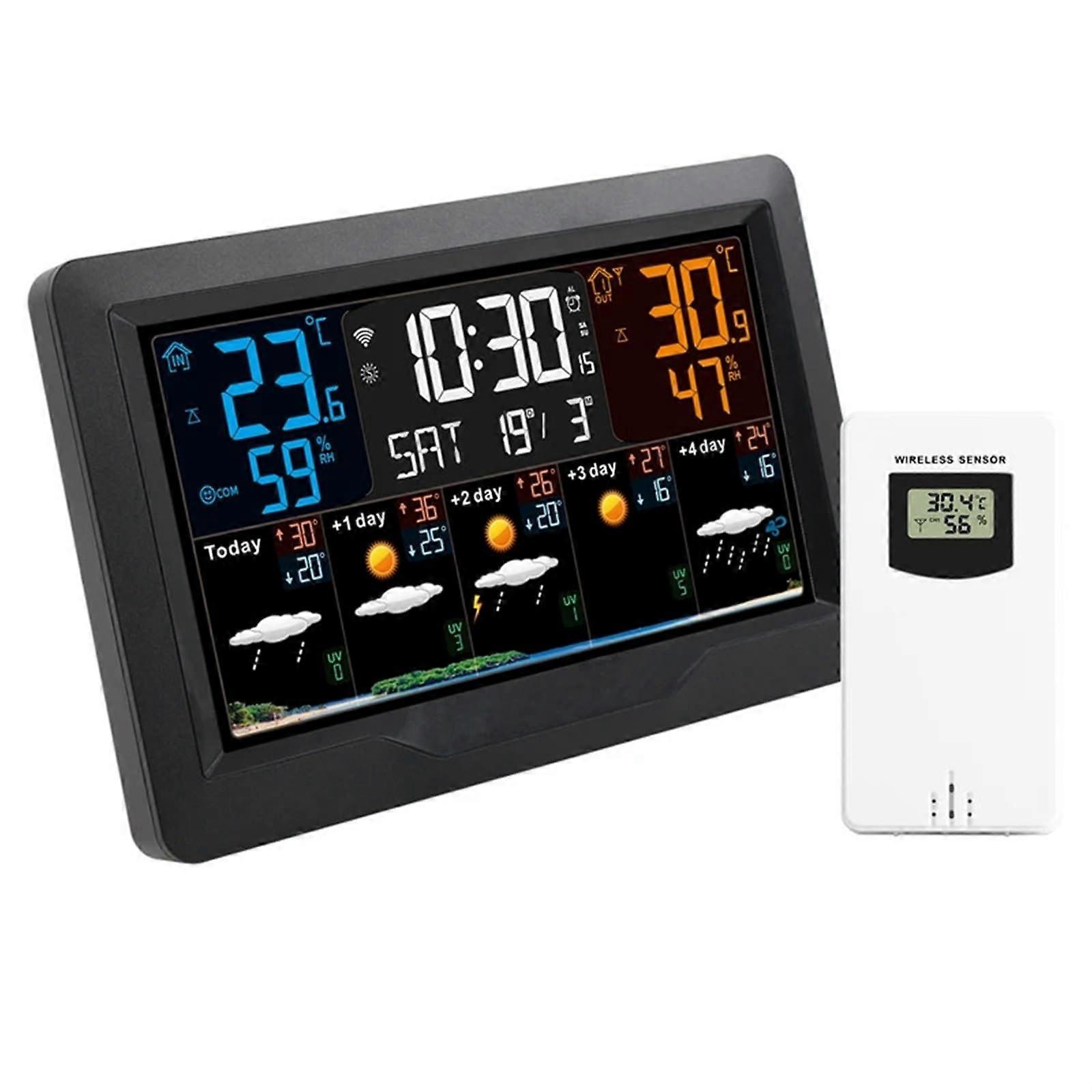 Wireless Weather Station with Indoor Outdoor Thermometer Hygrometer Clock and Barometer Forecast