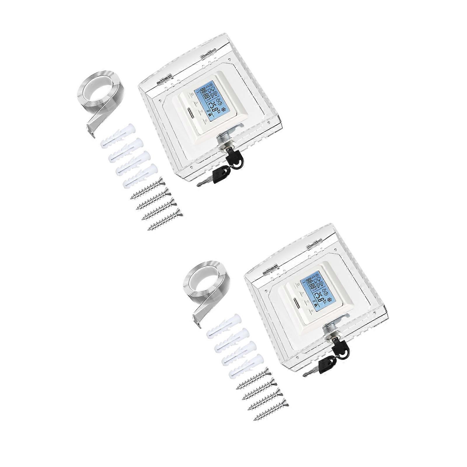 Transparent Thermostat Lock Box Protective Cover Dustproof Case Universal Fit For Home Office Durability Plastic Design Multicolor