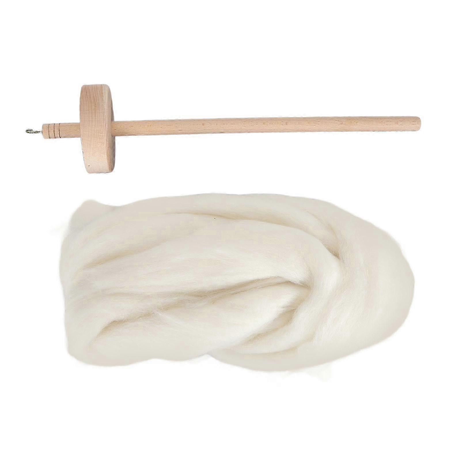 Wool Top and Wooden Drop Spindle Kit for Hand Spinning Yarn