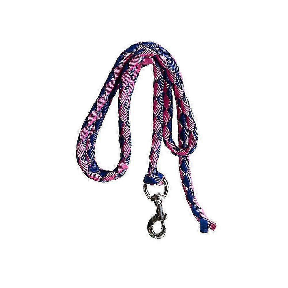 حبل رصاص الحصان ، 2 متر ، أزرق ووردي ، تصميم مضفر ، مع خطاف