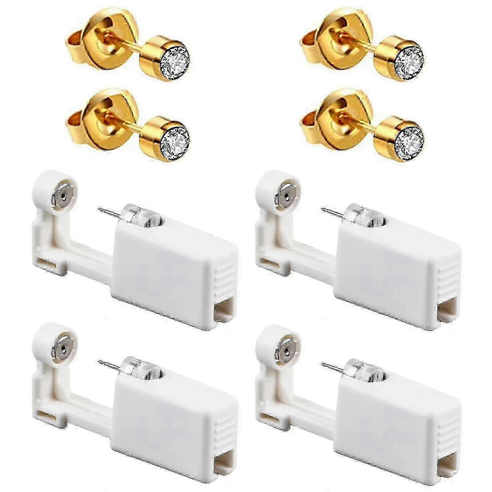 4 Pack Self Ear Piercing Gun, Disposable Self Ear Piercing Gun Kit With Earring Studs Safety Ear Piercing Gun Kit Tool