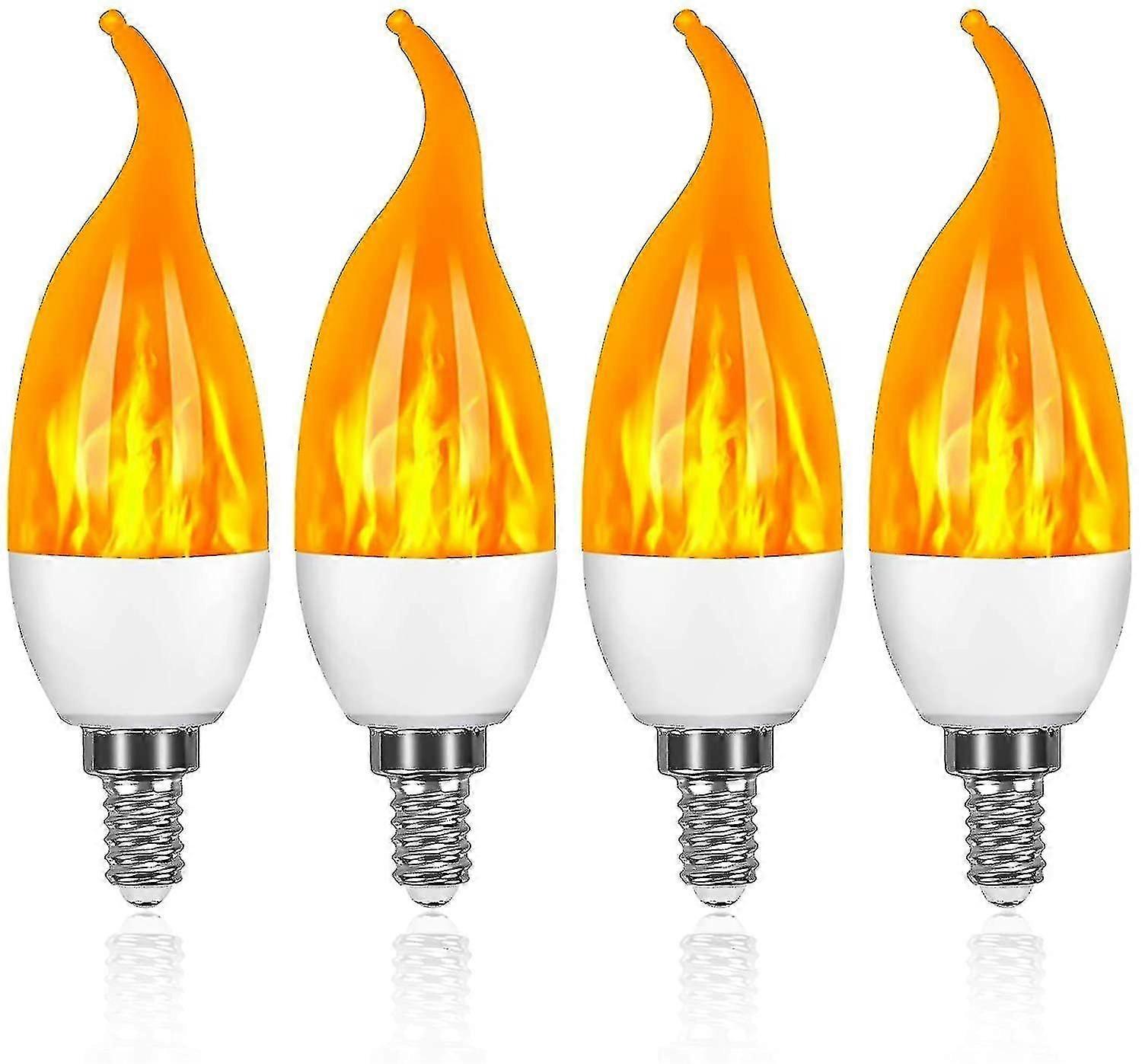 4 Pack 3w E14 Led Light Bulb Flame Effect Light Bulb With 3 Lighting Modes Decorative Light Bulb