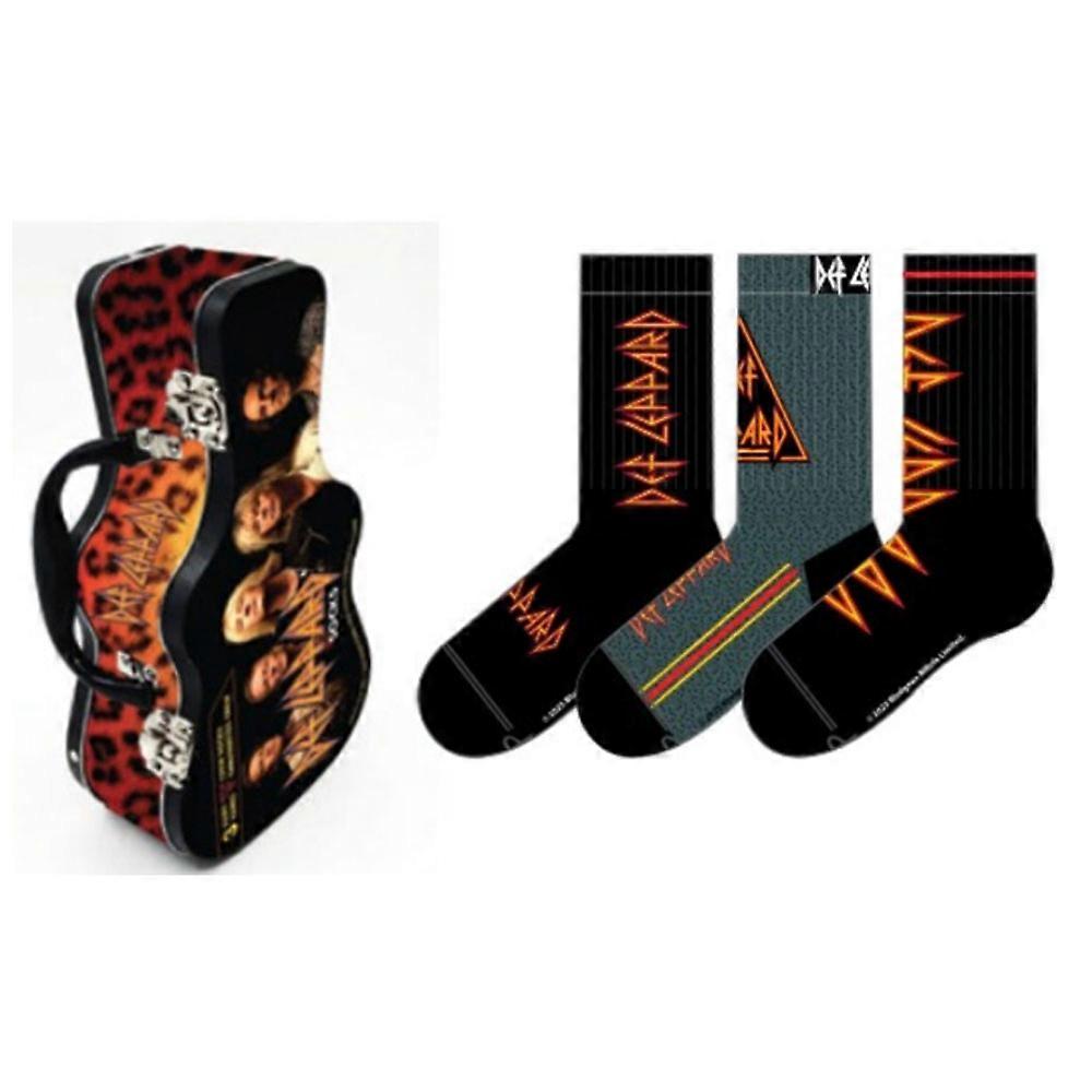 Def Leppard Sock Set 3 Pack In Guitar Shaped Tin