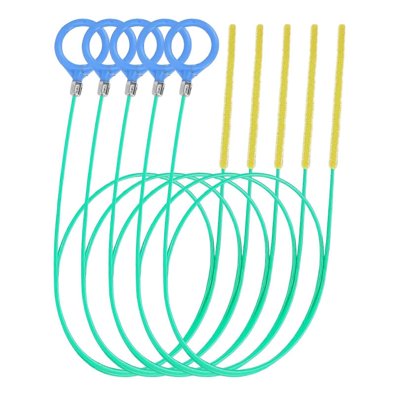 Pack of 5 Flexible Drain Clog Remover Tool with Reinforced Hook Head 51inch for Efficient Bathroom Tub Pipe Cleaning Multicolor