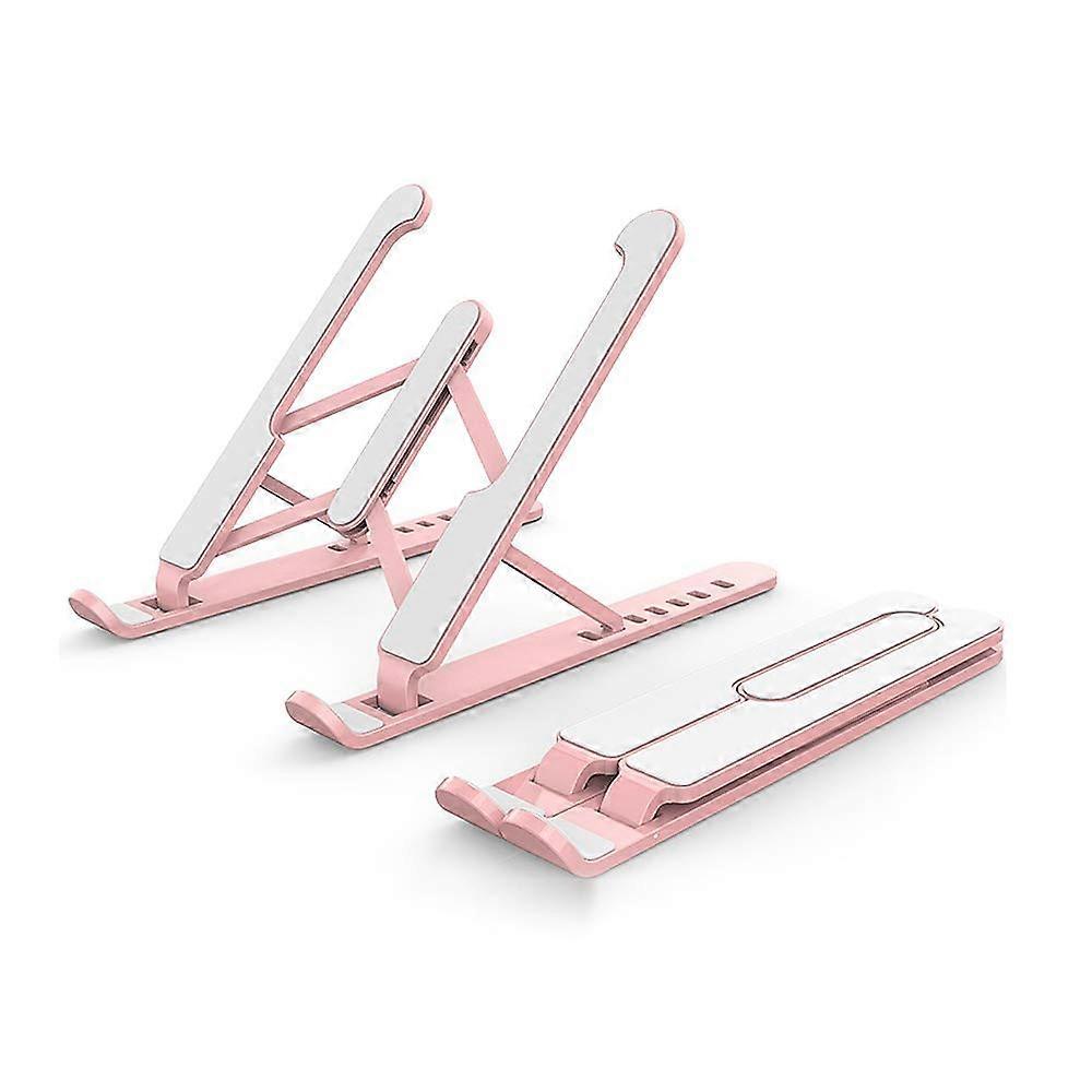 Adjustable Laptop Stand with Hollow Cooling Design, Portable Foldable Riser for 1016 Inch Laptops, Pink