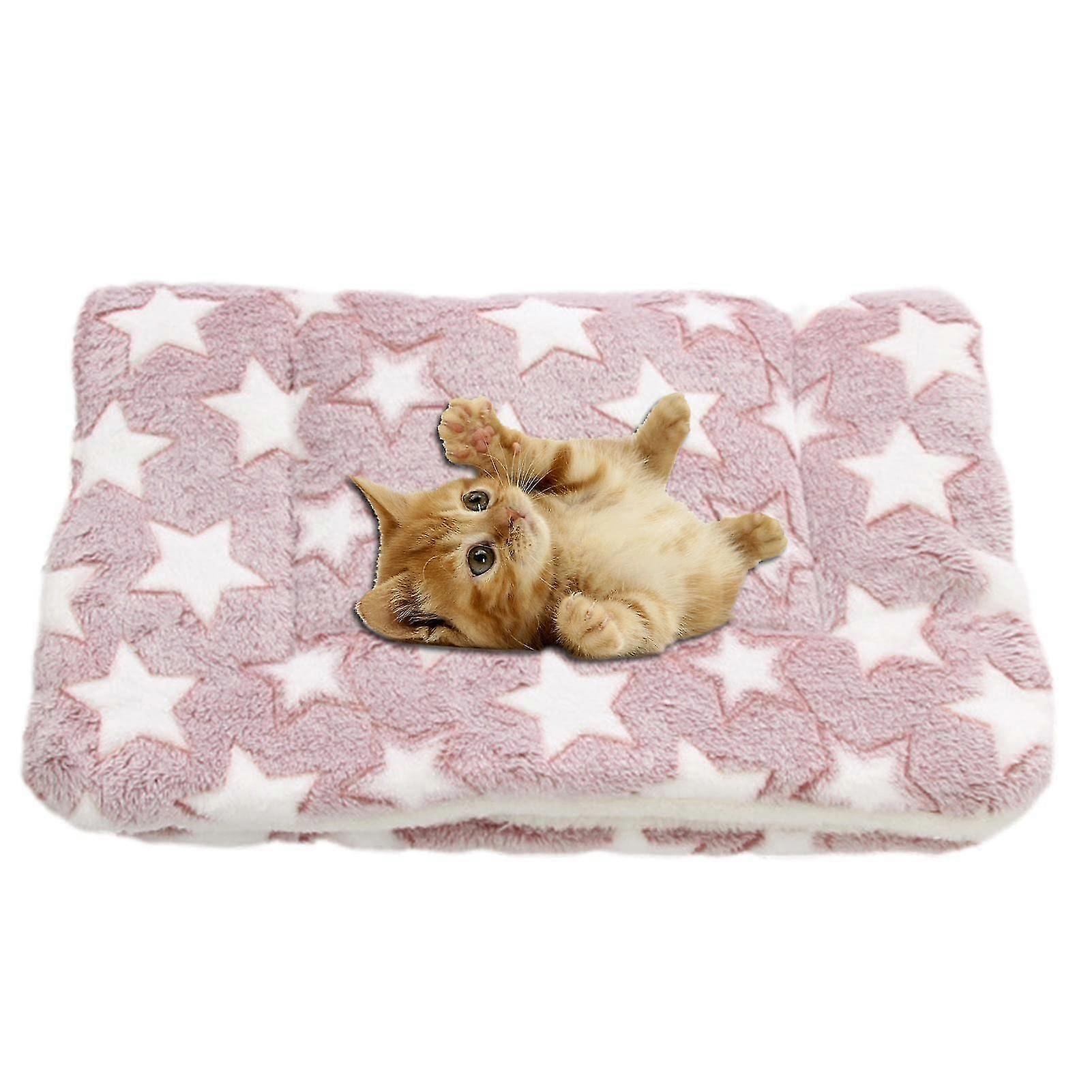 Cosy Calming Cat Blanket Small Size, Machine Washable Ultra-Soft Calming Blanket, Paw Print And White Star Pattern