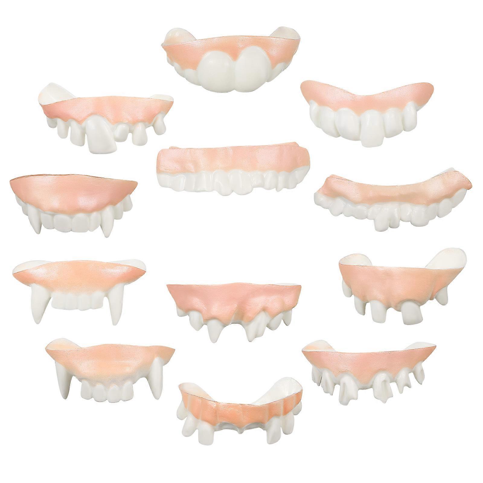Cosplay Teeth Fangs PVC Material for 12Pcs Halloween Prank
