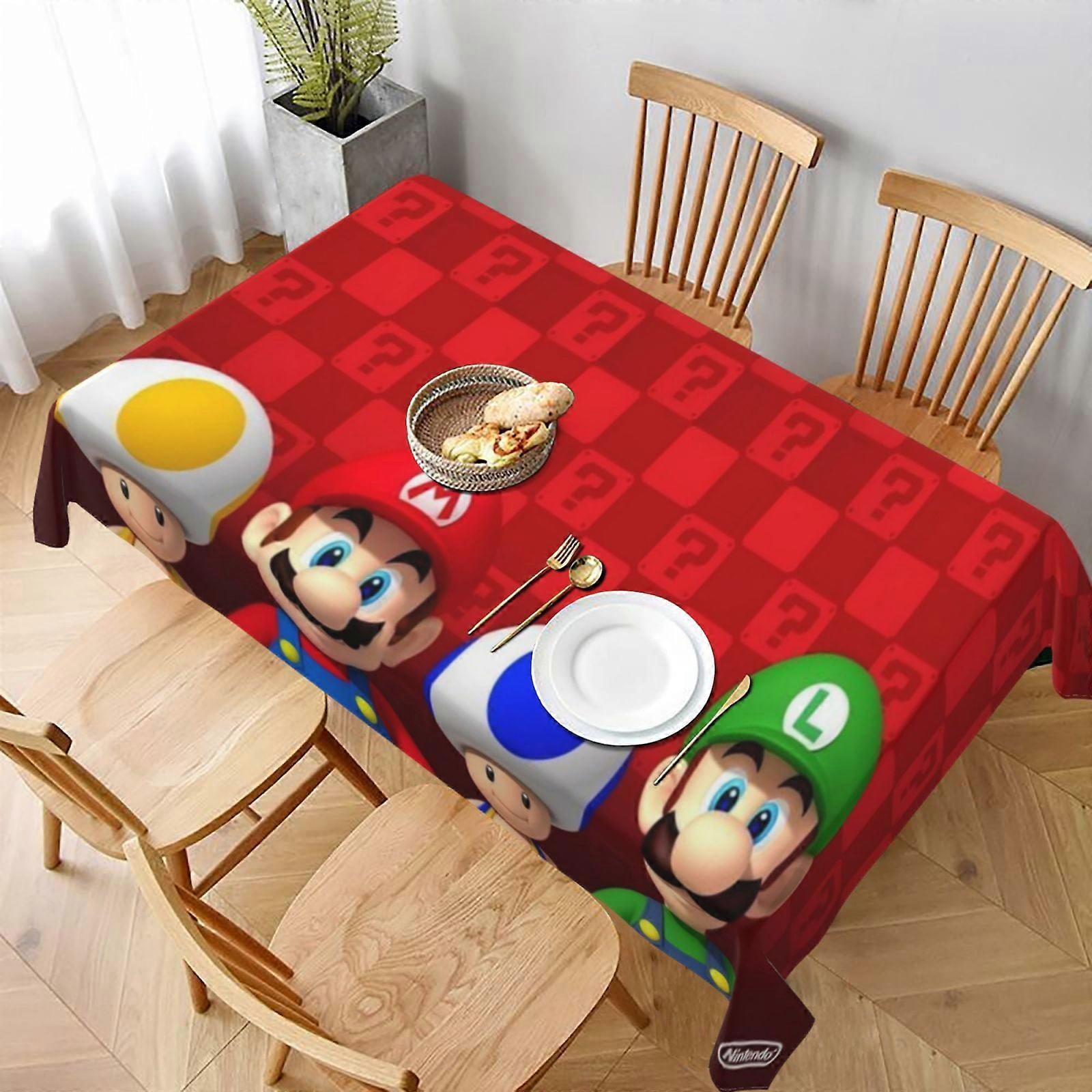 Mario Rectangular Tablecloth Water Resistance Antiwrinkle Spillproof Soft Fabric Table Cloth 60"X90"