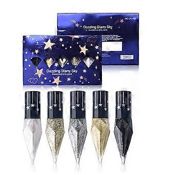 Präziser Pinsel, flüssiger Glitzer-Eyeliner, wischfeste Formel, schimmernder Eyeliner, ideal für Partys und den Alltag, mehrfarbig