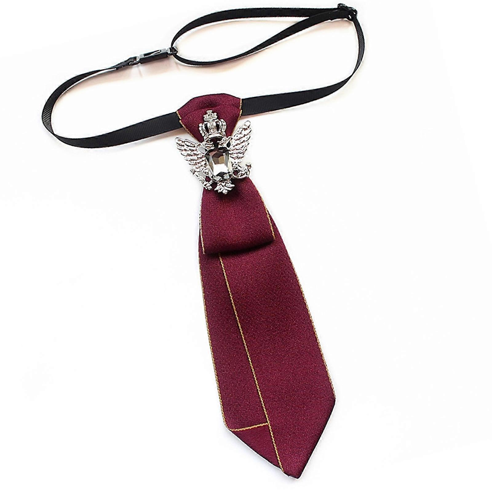 Cravates noires uniformes pour lycéenne uniforme pré-noué Preepy Look cravates de cou réglables avec breloque en métal rouge