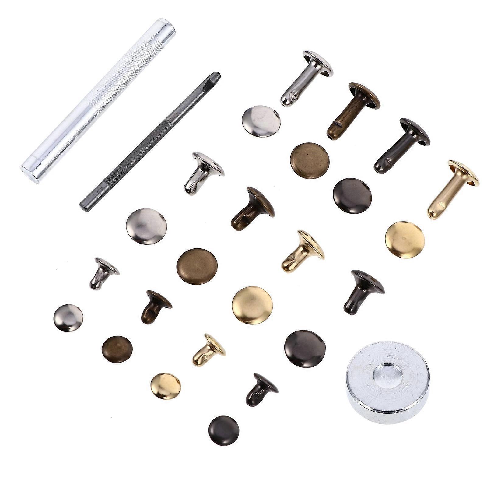 480Pcs Leather Rivets Double Round Rivets Metal Studs DIY Craft Rivet Set