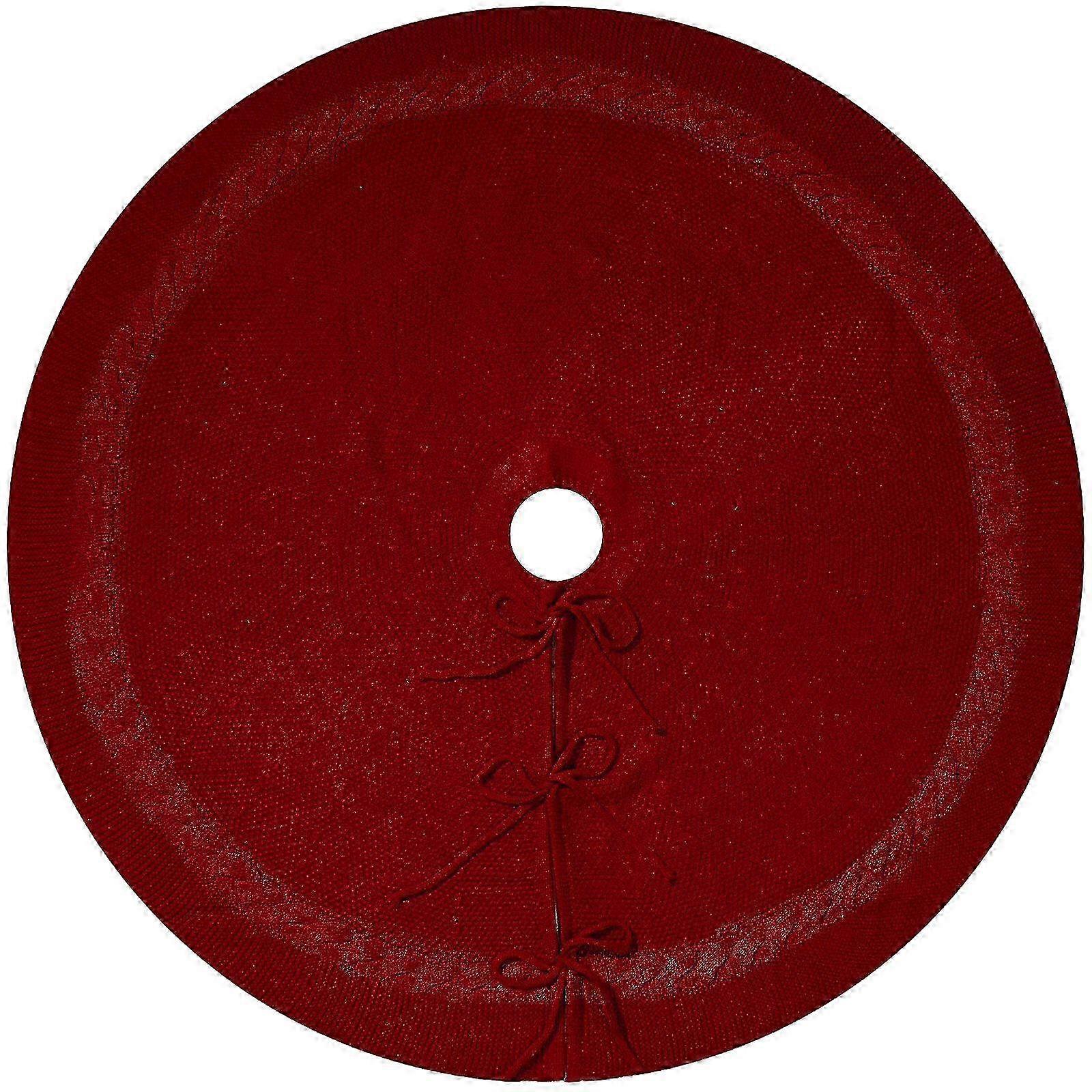 Holiday tree skirt knitted style with multiple size options for Xmas