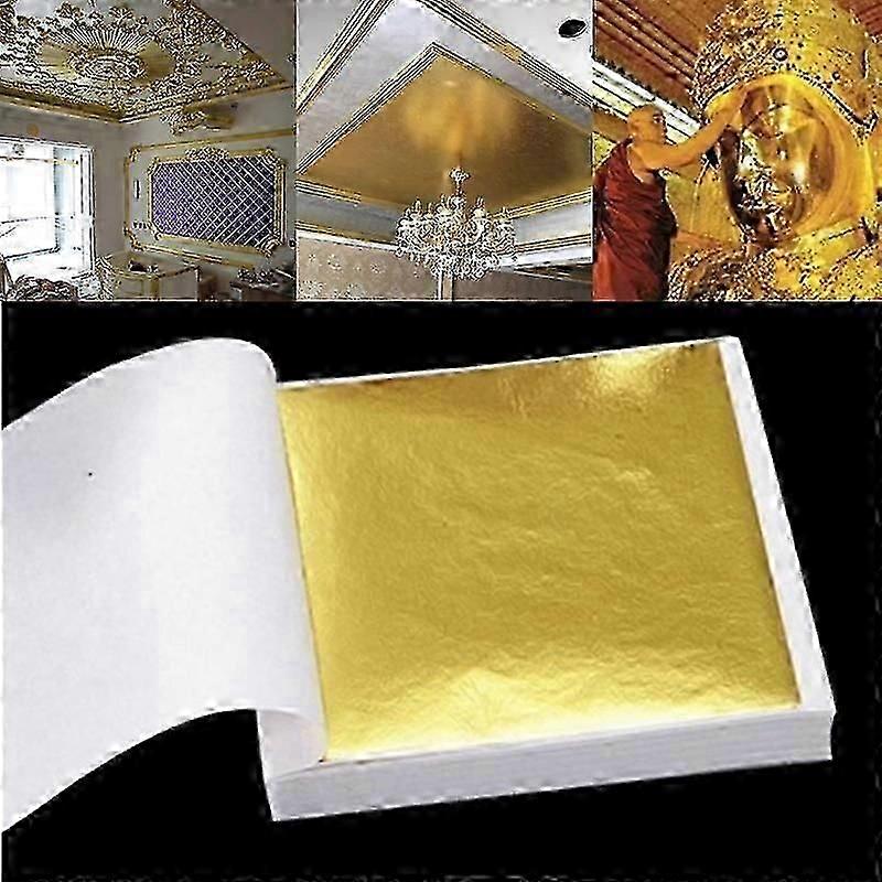 100 Sheets Pure 24k Gold Leaf for Decoration, Gilding DIY, Scrapbooking & Anti-Aging Skin Care