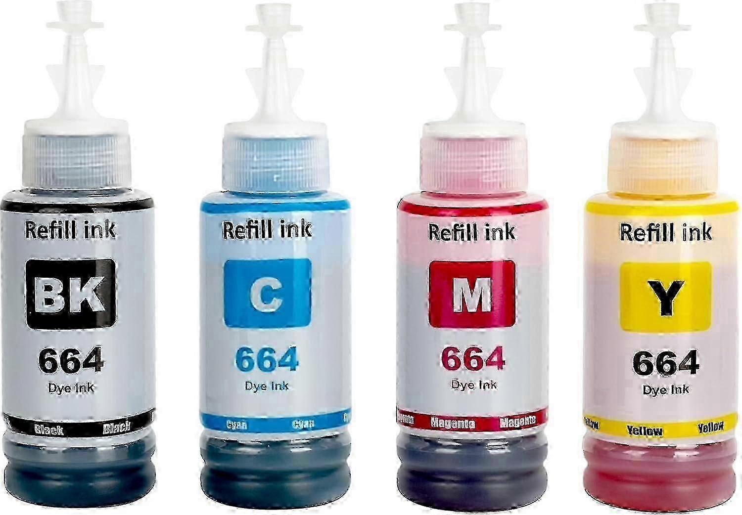 ערכת דיו 664 באריזה של 4 עבור מדפסות EcoTank של Epson (L210 / L220 / L300 / L355 / L365 / L555 / L1300)