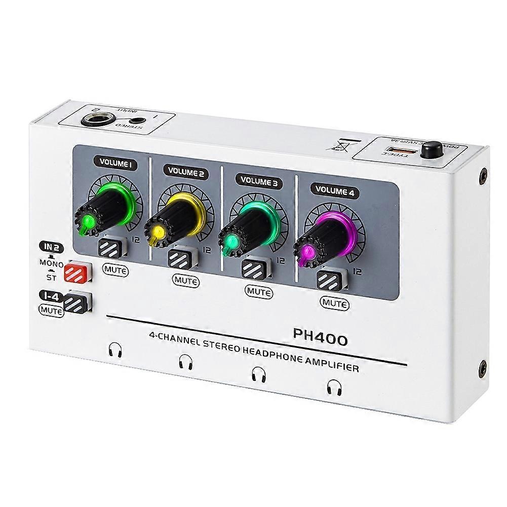 PH400 4-Channel Stereo Headphone Amplifier,Distribution System Maximum Push of 600 Ohm Headphones RGB Lighting Effect