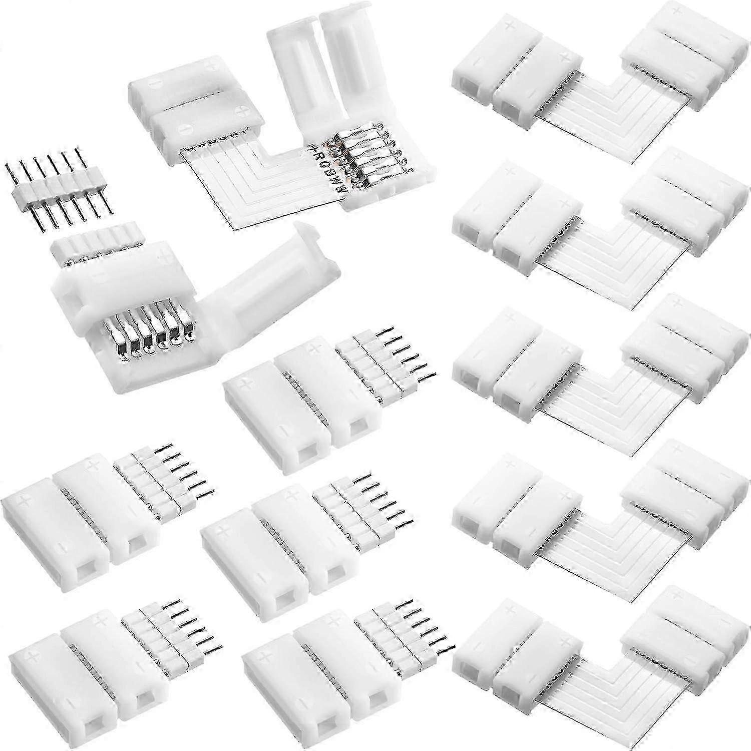 12 Pieces 6 Pins LED Strip Connectors Set L Shape LED Strip Light Connectors 12 mm Solderless Connector for 6 Pin LED Strip