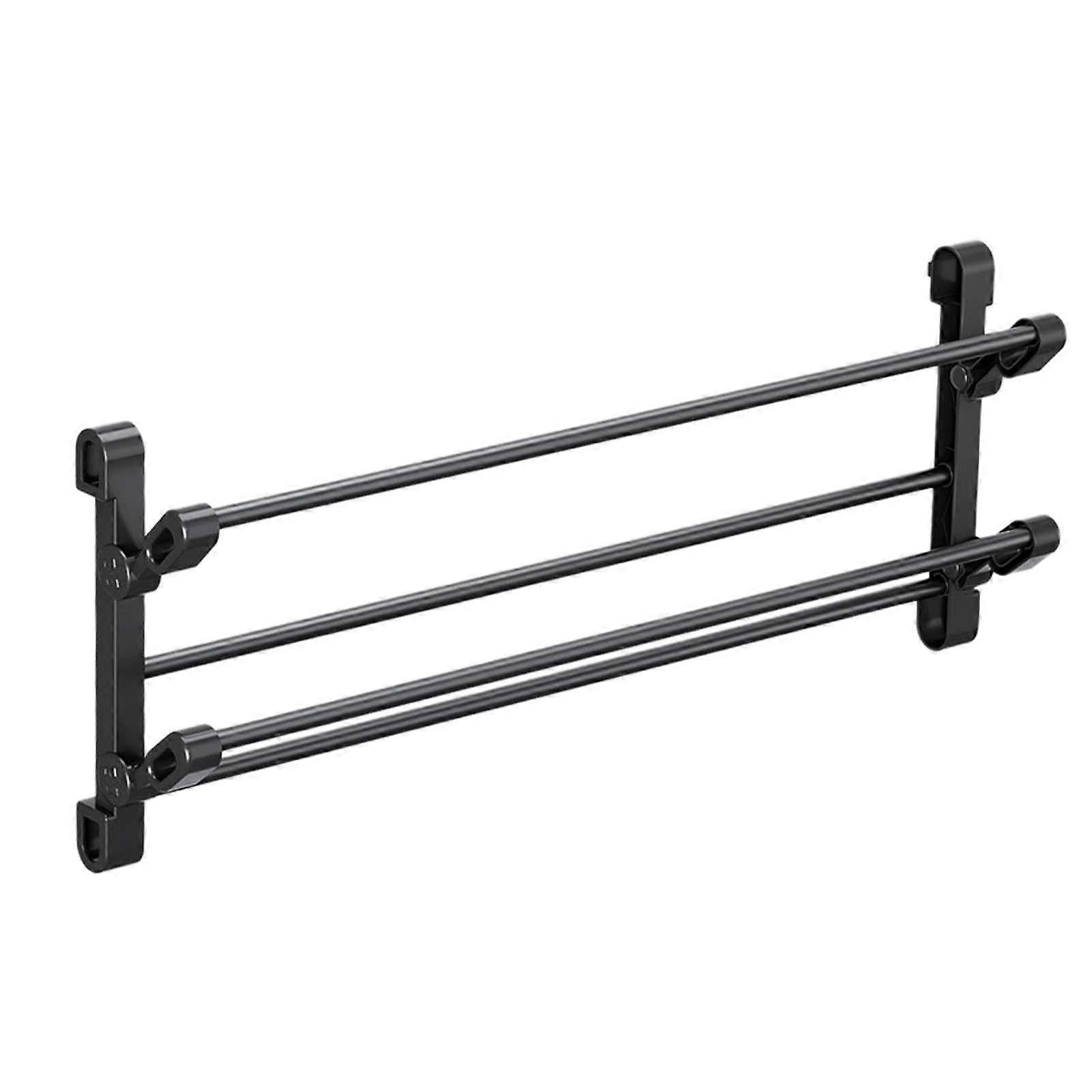 Wall Mounted Shoe Rack with NoDrill Slipper Shelf for Entryway, Closet or RV, Black 50x29x11cm