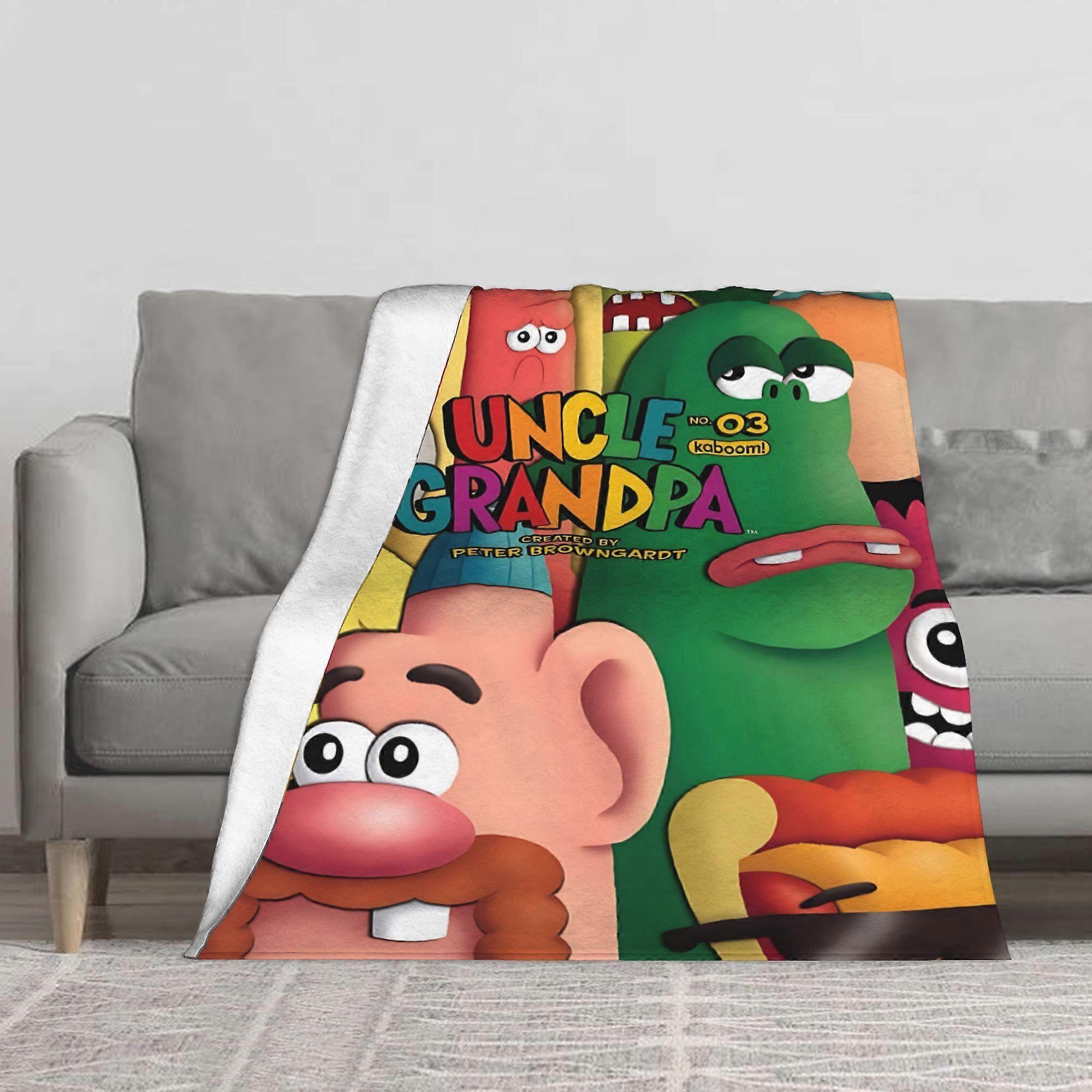 Uncle Grandpa Style Flannel Blanket, Soft and Light Beige-Friendly for Bedroom Decor, Also Suitable for Sofa Use, Comfor-qazxc264